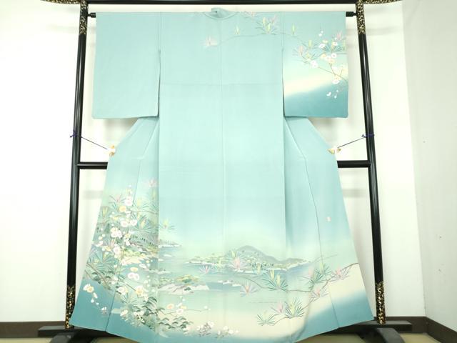 平和屋着物●訪問着 友禅 作家物 風景花文 暈し染め 正絹 逸品 DABI6235ps