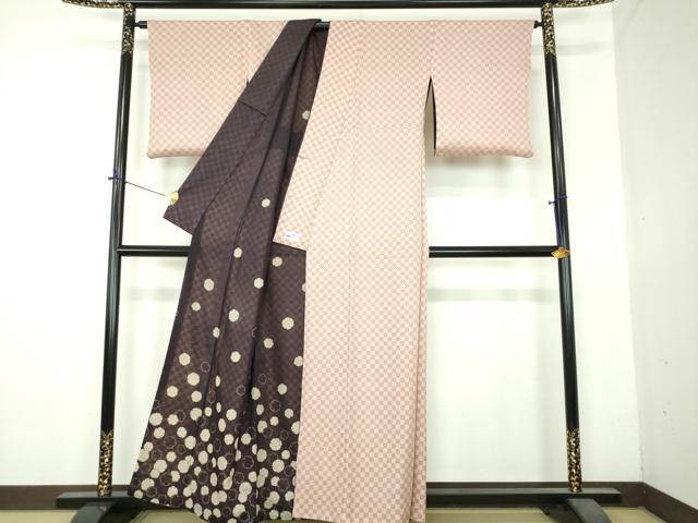 平和屋着物●訪問着 リバーシブル 袷 雪輪文 市松文様 やまと誂製 正絹 逸品 DABI6222ps