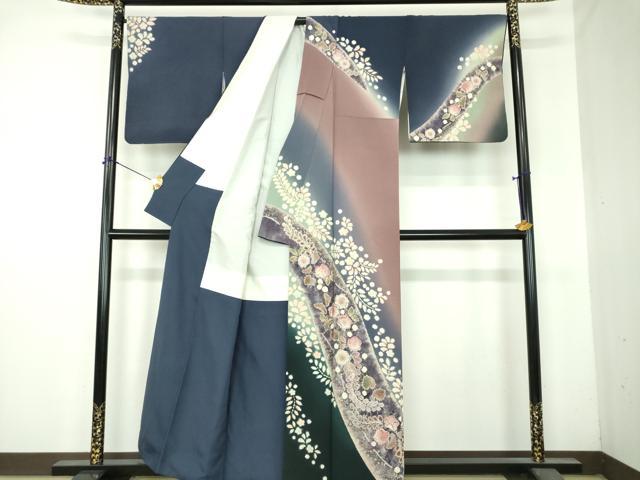 平和屋着物●十日町 名門 滝泰謹製 訪問着 絞り 辻が花 暈し染め 金彩 正絹 逸品 DABI6221ps
