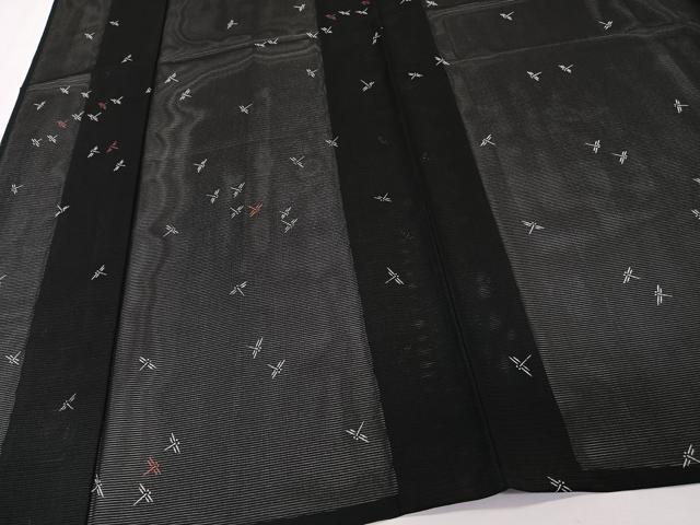 平和屋着物*夏物 小紋 絽 蜻蛉 黒地 さんび謹製 洗える着物 未使用 CABK8888xi