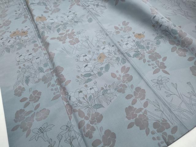 平和屋着物■上質な小紋 紬地 草花文 正絹 逸品 DABJ0066qa