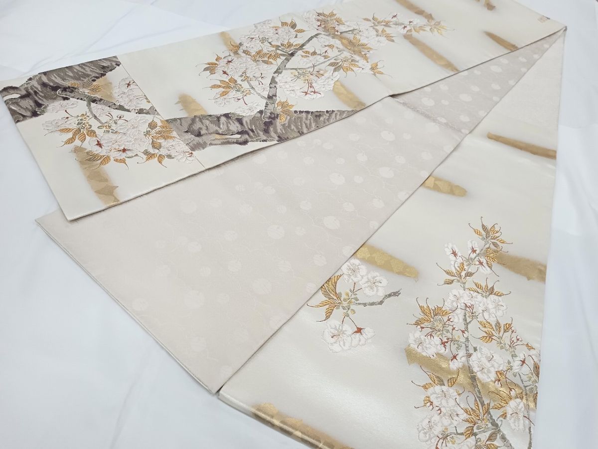 平和屋着物●西陣 浅山織物謹製 螺鈿 袋帯 唐織 真珠 苑遊 枝花文 本金箔 さが美扱い 正絹 逸品 CABJ0423vp