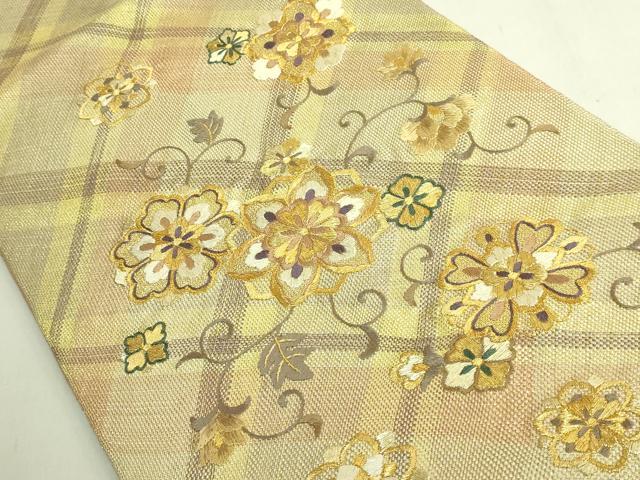 平和屋着物●極上 ひなや工房 くむ・あむ・おる 伊豆蔵明彦 太鼓柄袋帯 刺繍 花唐草 金糸 逸品 DZAB9307kh6