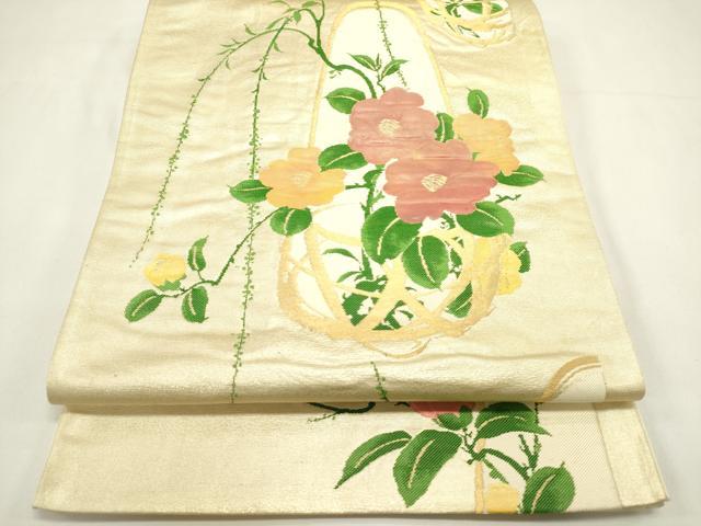 平和屋着物◎六通柄袋帯 花籠文 金糸 正絹 逸品 DABH5384ea