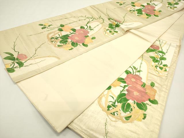 平和屋着物◎六通柄袋帯 花籠文 金糸 正絹 逸品 DABH5384ea