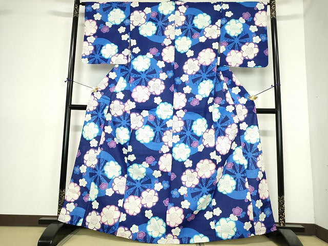 平和屋着物∴夏物 浴衣 源氏車文 舞梅 綿 逸品 DABI8803cd