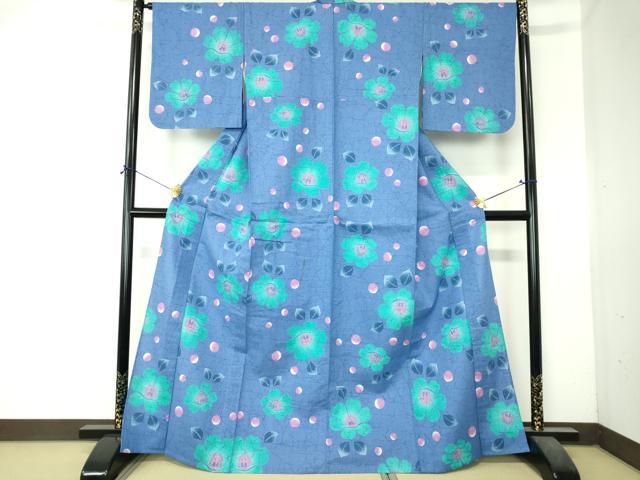平和屋着物∴夏物 浴衣 注染 手縫い 草花文 椿 逸品 DABI8807cd