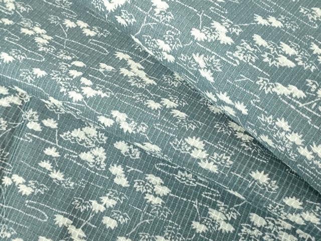 平和屋着物∴夏物 綿紅梅 小紋・浴衣兼用 手縫い 雲取り花文 綿絹 逸品 DABI8817cd