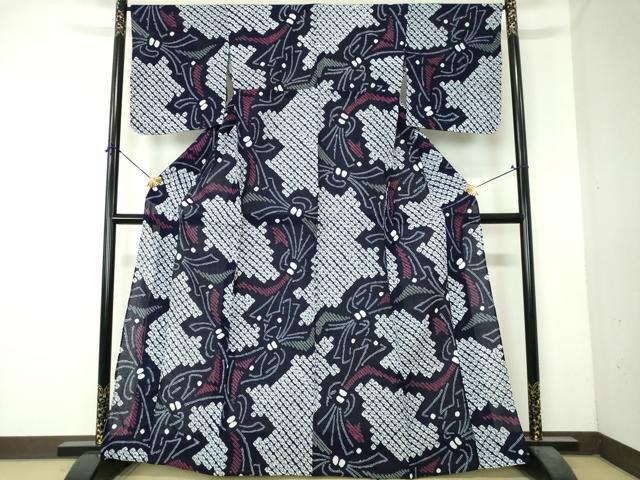 平和屋着物∴夏物 浴衣 有松鳴海絞り 束ね熨斗文 綿 逸品 未使用 DABI8818cd