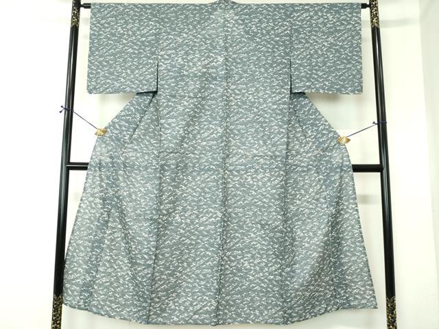 平和屋着物∴夏物 綿紅梅 小紋・浴衣兼用 手縫い 雲取り花文 綿絹 逸品 DABI8817cd