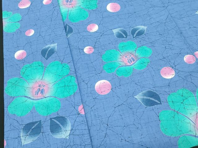 平和屋着物∴夏物 浴衣 注染 手縫い 草花文 椿 逸品 DABI8807cd