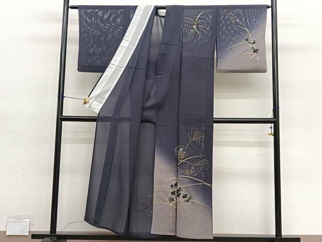 平和屋着物*夏物 訪問着 絽 手描き 秋草丸文 暈し染め 金彩 正絹 逸品 BAAY4197hv