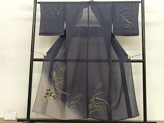 平和屋着物*夏物 訪問着 絽 手描き 秋草丸文 暈し染め 金彩 正絹 逸品 BAAY4197hv