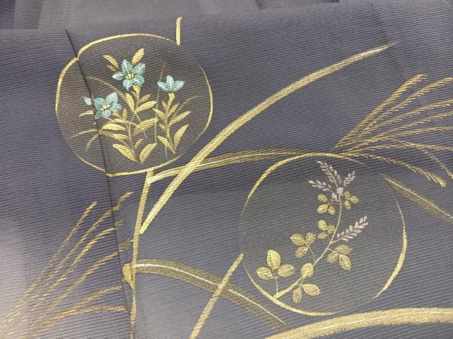 平和屋着物*夏物 訪問着 絽 手描き 秋草丸文 暈し染め 金彩 正絹 逸品 BAAY4197hv