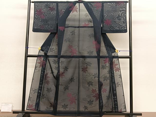 平和屋着物*夏物 小紋 紗 竜田川 正絹 逸品 BAAY4196hv