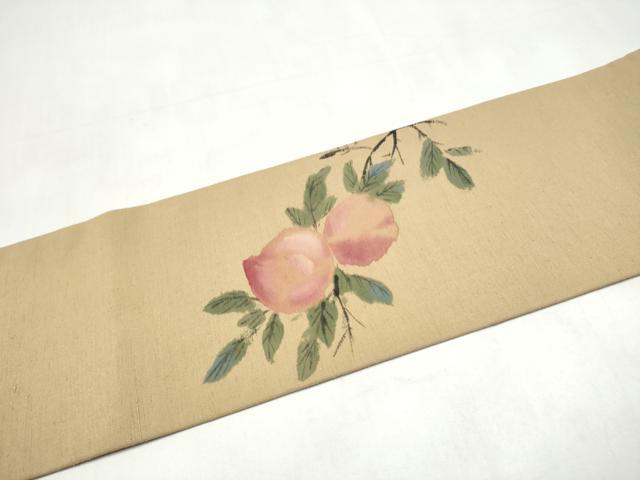 平和屋着物●九寸名古屋帯 作家物 手描き 紬地 成物 正絹 逸品 CABL0977hy