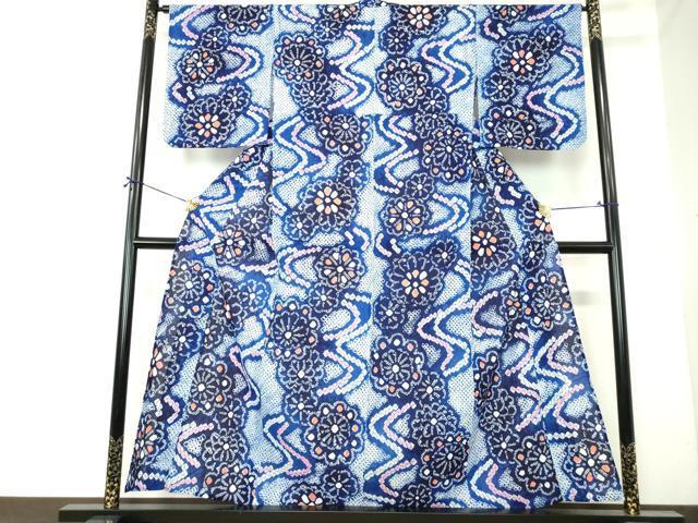 平和屋着物∴夏物 浴衣 有松鳴海絞り 流水花文 綿 逸品 DABI8849cd
