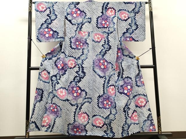 平和屋着物∴夏物 浴衣 有松鳴海絞り 枝花文 綿 逸品 DABI8885cd