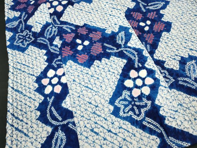 平和屋着物∴夏物 浴衣 有松鳴海絞り 枝花文 綿 逸品 DABI8865cd