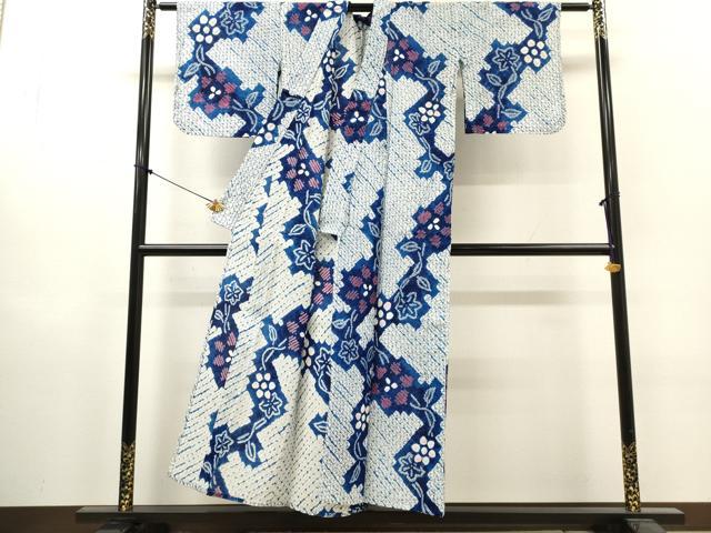 平和屋着物∴夏物 浴衣 有松鳴海絞り 枝花文 綿 逸品 DABI8865cd