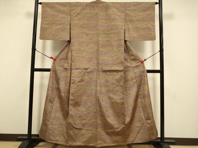 平和屋着物▽上質な紬 単衣 霞文 正絹 逸品 DABI4491du