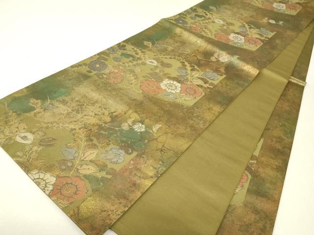 平和屋着物▼六通柄袋帯 辻が花 金糸 引箔 正絹 逸品 DABJ1180az
