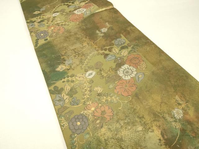 平和屋着物▼六通柄袋帯 辻が花 金糸 引箔 正絹 逸品 DABJ1180az