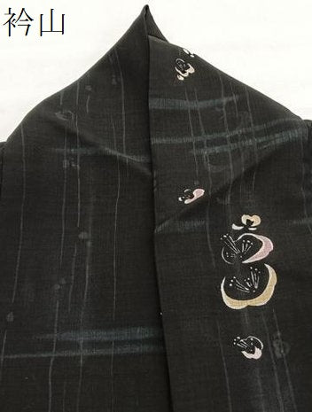 平和屋着物*夏物 小紋 紗 光琳梅 黒地 洗える着物 BAAY4270hv