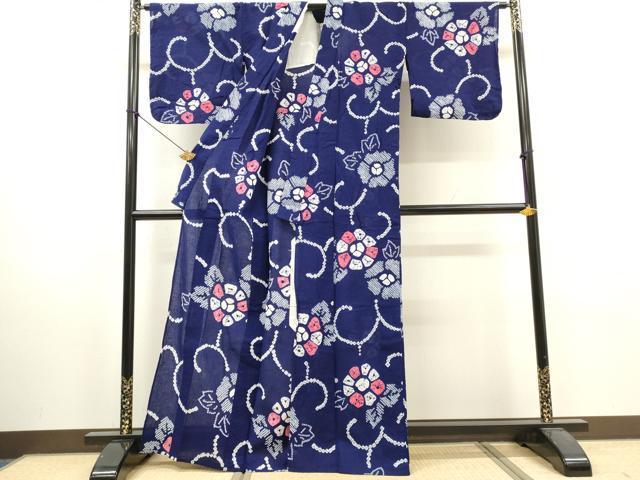 平和屋着物∴夏物 浴衣 有松鳴海絞り 花唐草文 綿 逸品 DABI8898cd