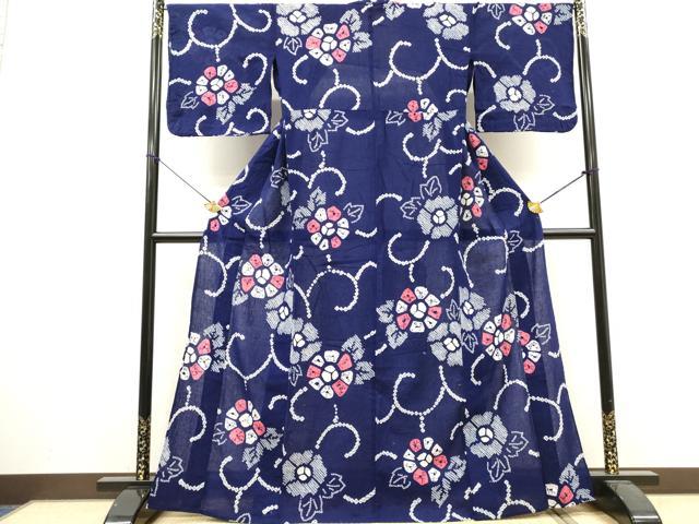 平和屋着物∴夏物 浴衣 有松鳴海絞り 花唐草文 綿 逸品 DABI8898cd