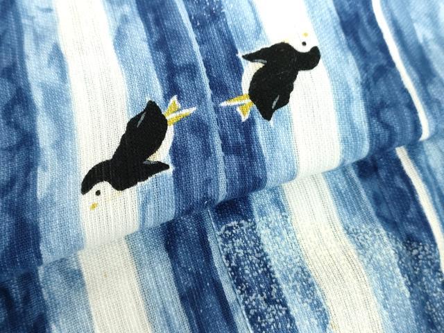 平和屋着物∴夏物 浴衣 注染 ペンギン 間道 綿 逸品 DABI8939cd