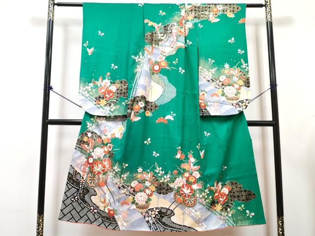 平和屋着物∵女の子 十三参り 子供 祝着・長襦袢(無双仕立て)・袋帯・小物セット 駒刺繍 渡橋舞蝶花車文 金彩 逸品 DABG3308ma