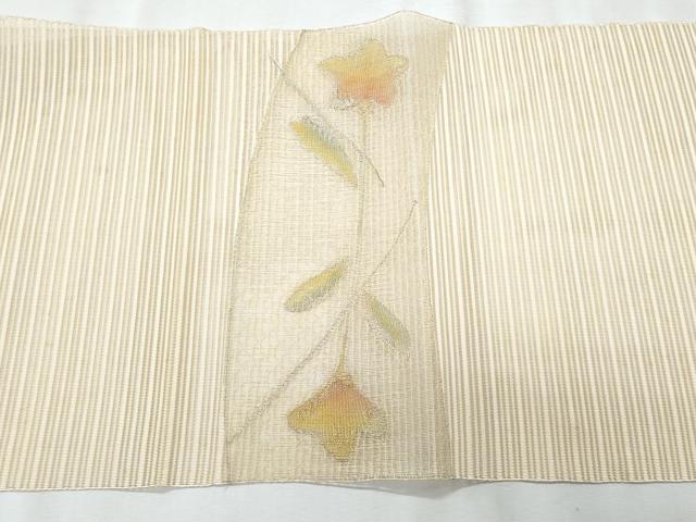 平和屋着物*夏物 八寸名古屋帯 絽綴れ 枝花文 金銀糸 正絹 逸品 CABK1598fb