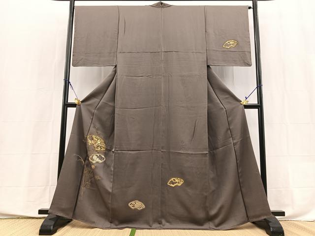 平和屋着物●訪問着 竹屋町刺繍 飛鶴地紙花文 金銀彩 正絹 逸品 BAAX9909yc