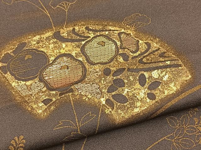 平和屋着物●訪問着 竹屋町刺繍 飛鶴地紙花文 金銀彩 正絹 逸品 BAAX9909yc