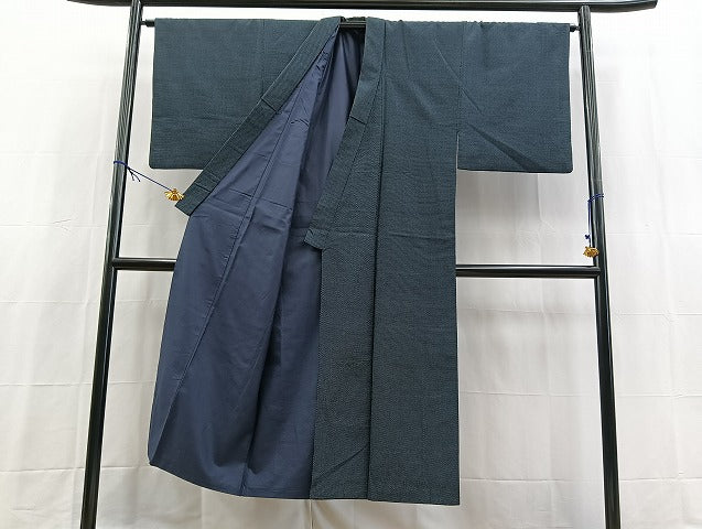 平和屋着物●男性 本塩沢 アンサンブル 蚊絣 正絹 逸品 BAAX9941yc