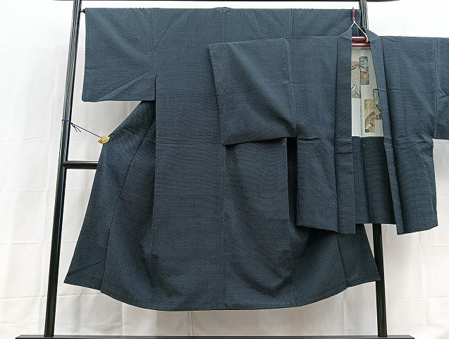 平和屋着物●男性 本塩沢 アンサンブル 蚊絣 正絹 逸品 BAAX9941yc