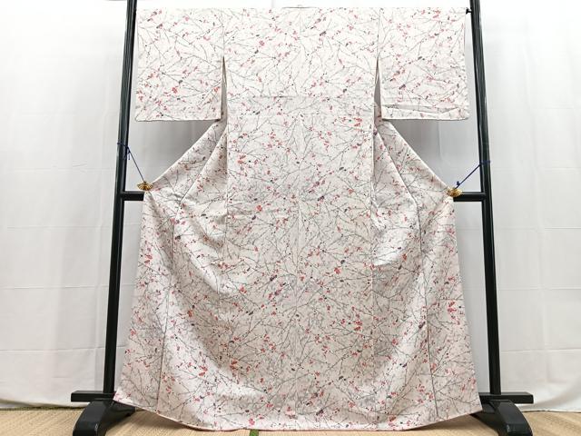 平和屋着物■上質な小紋 枝花文 暈し染め 正絹 逸品 BAAX9954yc