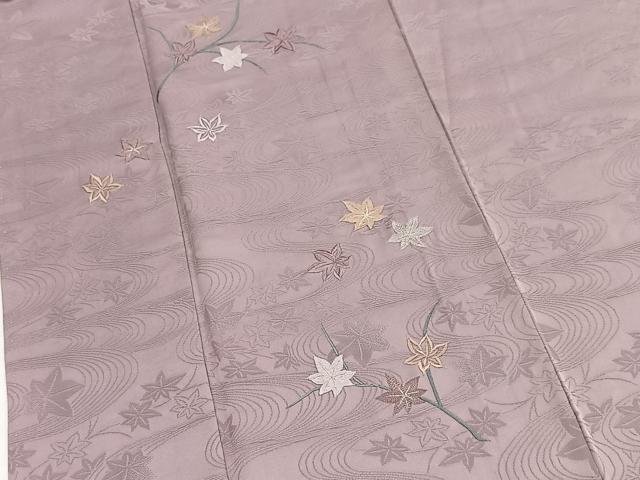 平和屋着物■豪華色留袖 総刺繍 竜田川文 梅鼠色 銀糸 正絹 逸品 BAAX9949yc