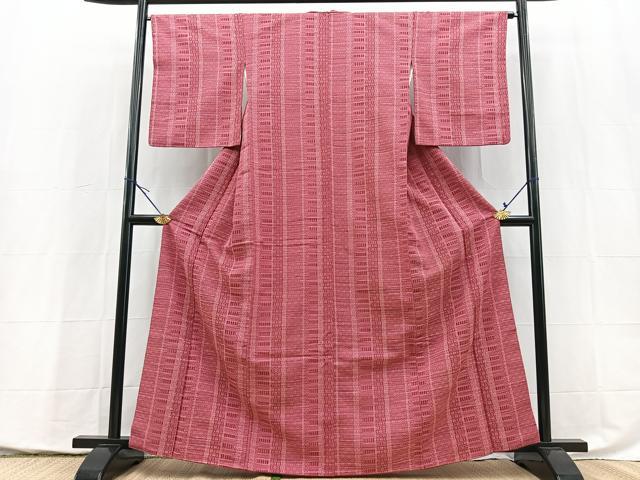 平和屋着物■上質なお召 幾何学文様 正絹 逸品 BAAY5403yc
