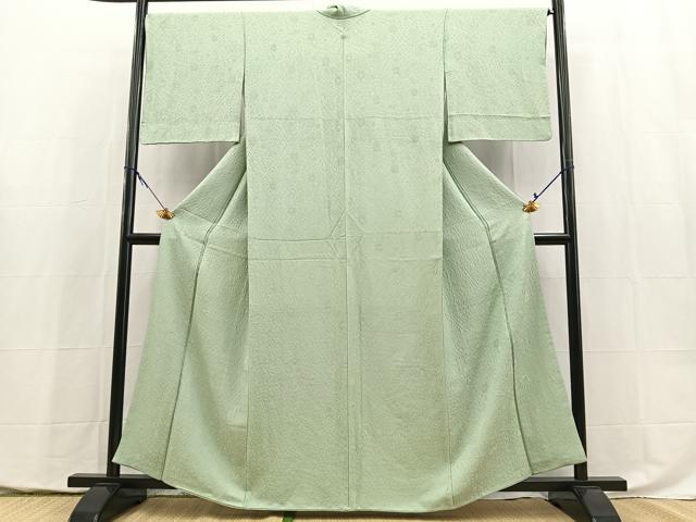 平和屋着物●上質な色無地 辻が花地紋 錆青磁色 正絹 逸品 BAAX9984yc