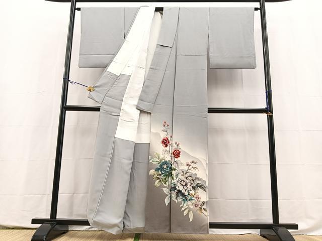 平和屋着物●藍墨作家 木田慎一 色留袖 手描き 遠山花文 暈し染め 正絹 逸品 BAAY5404yc