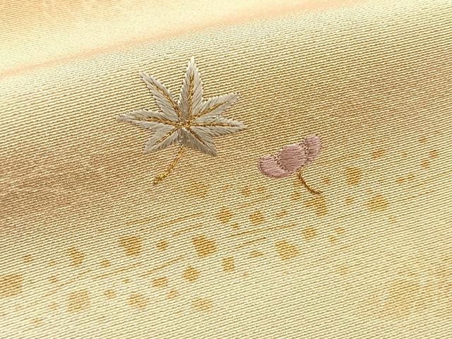 平和屋着物●訪問着 総刺繍 吹き寄せ文 暈し染め 金彩 正絹 逸品 BAAX9969yc