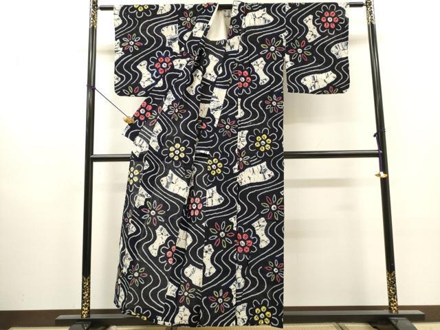 平和屋着物∴夏物 浴衣 有松鳴海絞り 流水花文 綿 逸品 DABI8985cd