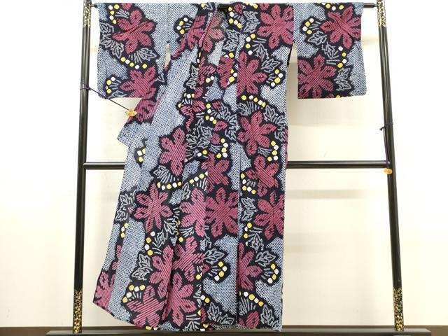 平和屋着物∴夏物 浴衣 有松鳴海絞り 花繋ぎ 綿 逸品 DABI8989cd