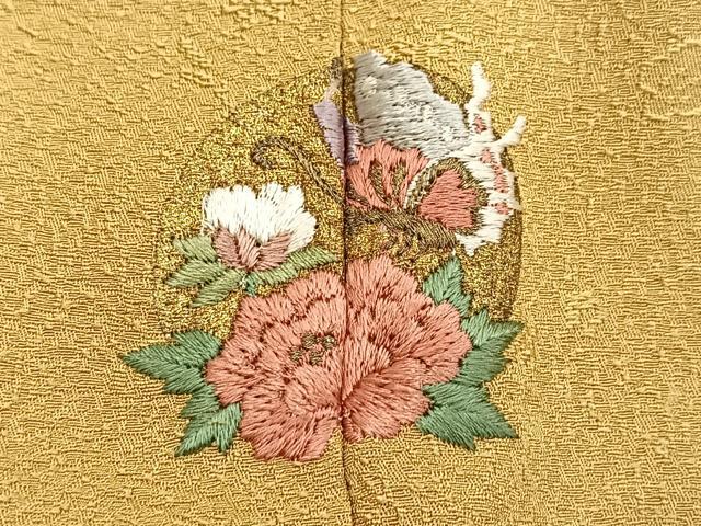 平和屋着物●服飾評論家 市田ひろみ監修 色無地 草花地紋 桑染色 正絹 逸品 BAAX9996yc