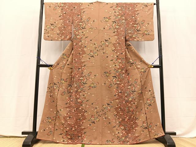 平和屋着物■上質な小紋 飛鶴立波花文 金彩 正絹 逸品 BAAY5443yc