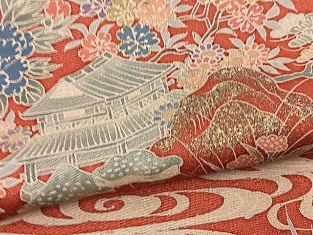 平和屋着物■訪問着 渡り橋花文 金銀彩 正絹 逸品 BAAY5411yc