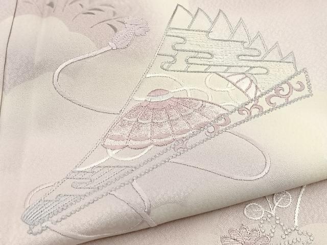 平和屋着物■訪問着 刺繍 檜扇宝尽くし花文 正絹 逸品 BAAY5441yc