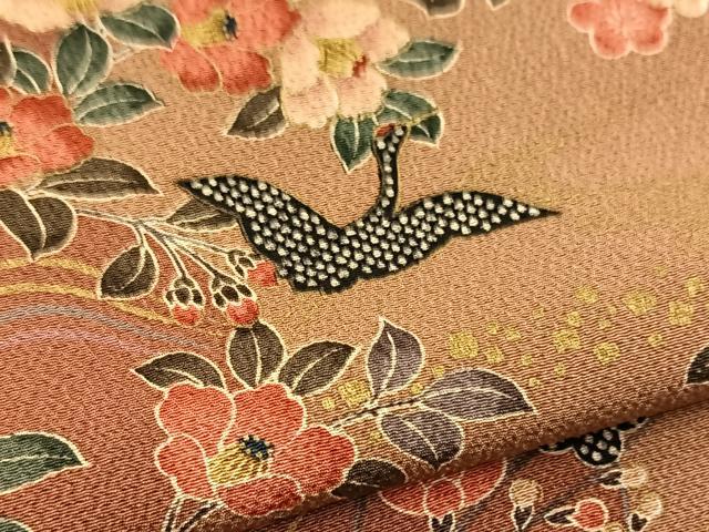 平和屋着物■上質な小紋 飛鶴立波花文 金彩 正絹 逸品 BAAY5443yc